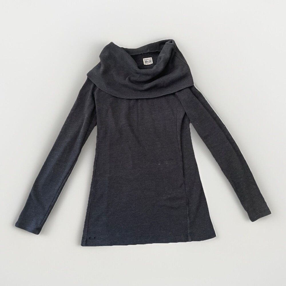 Converse One Star Sweater Women S Gray Cowl Neck Long Sleeve Tunic Ribbed‎ Knit